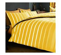 Lions Striped Bedding Set - Reversible Duvet Covers Double Bed with Matching Pillowcase, Ultra Soft Printed 3 Piece Quilt Cover, Ochre, Easy Care, 200x200cm