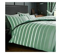 Lions Striped Bedding Set - Reversible Duvet Covers King Size Bed with Matching Pillowcase, Ultra Soft Printed 3 Piece Quilt Cover, Duck-Egg, Easy Care, 230x220cm