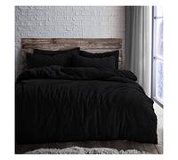 Lions Teddy Bear Bedding Set - Fluffy Thermal Warm Cosy Teddy Fleece Bedding with Pillowcase, Sherpa Quilt Covers, Black, Double Bed Size, 200x200cm