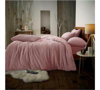 Lions Teddy Bear Bedding Set - Fluffy Thermal Warm Cosy Teddy Fleece Bedding with Pillowcase, Sherpa Quilt Covers, Pink, King Size, 230x220cm