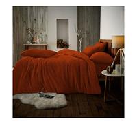 Lions Teddy Bear Bedding Single - Ultra Soft Thermal Fluffy Fleece Duvet Cover Set Single Bed with Pillowcase, 100% Polyester, Warm Cosy Quilt Covers, Plain Orange, 137x200cm