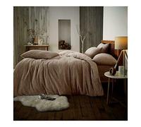 Lions Teddy Bear Bedding - Ultra Soft Thermal Fluffy Fleece Duvet King Size Set with Pillowcase, 100% Polyester, Warm Cosy Quilt Covers, 230x220cm, Plain Mink