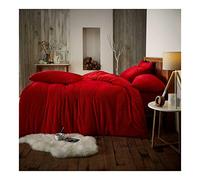 Lions Teddy Bear Bedding - Ultra Soft Thermal Fluffy Fleece Duvet King Size Set with Pillowcase, 100% Polyester, Warm Cosy Quilt Covers, 230x220cm, Plain Red