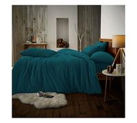 Lions Teddy Bear Bedding - Ultra Soft Thermal Fluffy Fleece Duvet King Size Set with Pillowcase, 100% Polyester, Warm Cosy Quilt Covers, 230x220cm, Plain Green