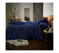 Lions Teddy Bear Bedding - Ultra Soft Thermal Fluffy Fleece Duvet King Size Set with Pillowcase, 100% Polyester, Warm Cosy Quilt Covers, 230x220cm, Plain Navy