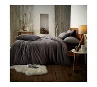 Lions Teddy Bear Bedding - Ultra Soft Thermal Fluffy Fleece Duvet King Size Set with Pillowcase, 100% Polyester, Warm Cosy Quilt Covers, 230x220cm, Plain Charcoal