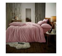 Lions Teddy Bear Bedding - Ultra Soft Thermal Fluffy Fleece Duvet King Size Set with Pillowcase, 100% Polyester, Warm Cosy Quilt Covers, 230x220cm, Plain Pink