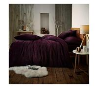 Lions Teddy Bear Bedding - Ultra Soft Thermal Fluffy Fleece Duvet King Size Set with Pillowcase, 100% Polyester, Warm Cosy Quilt Covers, 230x220cm, Plain Purple