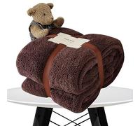 Lions Teddy Bear Blanket Light Weight Sherpa Fleece Fluffy Faux Fur Sofa Throw Super Soft Warm Cosy Bed Blankets Non Allergic Ultra Plush Cuddly Snuggle Comfort King Size, 200 x 240 cm, Choco
