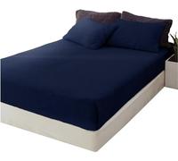 Lions Teddy Fleece Fitted Sheet Double - Premium Super Soft Teddy Bear Sherpa Fleece Bed Sheets, Extra Deep, Warm and Cosy, Anti-Allergy, 100% Polyester, Navy