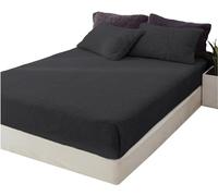 Lions Teddy Fleece Fitted Sheet Double - Premium Super Soft Teddy Bear Sherpa Fleece Bed Sheets, Extra Deep, Warm and Cosy, Anti-Allergy, 100% Polyester, Charcoal