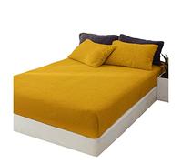 Lions Teddy Fleece Fitted Sheet Double - Premium Super Soft Teddy Bear Sherpa Fleece Bed Sheets, Extra Deep, Warm and Cosy, Anti-Allergy, 100% Polyester, Yellow
