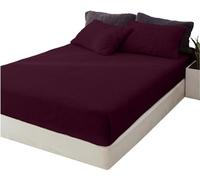 Lions Teddy Fleece Fitted Sheet Double - Premium Super Soft Teddy Bear Sherpa Fleece Bed Sheets, Extra Deep, Warm and Cosy, Anti-Allergy, 100% Polyester, Aubergine