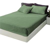 Lions Teddy Fleece Fitted Sheet King - Premium Super Soft Teddy Bear Sherpa Fleece Bed Sheets, Extra Deep, Warm and Cosy, Anti-Allergy, 100% Polyester, Sage Green