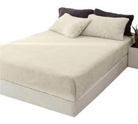 Lions Teddy Fleece Fitted Sheet King Size - Premium Super Soft Teddy Bear Sherpa Fleece Bed Sheets, Extra Deep, Warm and Cosy, Anti-Allergy, 100% Polyester, Cream