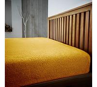 Lions Teddy Fleece Single Fitted Sheet - Thermal Warm Winter Bedding, Sherpa 25cm Deep Fitted Bed Sheets, 100% Polyester, Bedroom Accessories, 152x203cm, Ochre