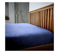 Lions Teddy Fleece Single Fitted Sheet - Thermal Warm Winter Bedding, Sherpa 25cm Deep Fitted Bed Sheets, 100% Polyester, Bedroom Accessories, 152x203cm, Navy
