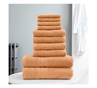 Lions Towels 10 Piece Bale Set - 4 Face 4 Hand 2 Bath Towel - 100% Egyptian Cotton 450 GSM, Premium Quality Highly Water Absorbent Bathroom Accessories, Machine Washable, Peach