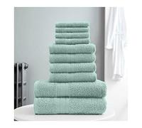 Lions Towels 10 Piece Bale Set - 4 Face 4 Hand 2 Bath Towel - 100% Egyptian Cotton 450 GSM, Premium Quality Highly Water Absorbent Bathroom Accessories, Machine Washable, Duck Egg