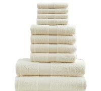 Lions Towels 10 Piece Bale Set - 4 Face 4 Hand 2 Bath Towel - 100% Egyptian Cotton 450 GSM, Premium Quality Highly Water Absorbent Bathroom Accessories, Machine Washable, Cream