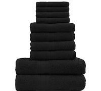 Lions Towels Family Bale Set - 10 Piece 100% Egyptian Cotton, 4x Face 4x Hand 2x Bath Towel, Premium Quality Highly Water Absorbent Bathroom Accessories, Machine Washable (Black)