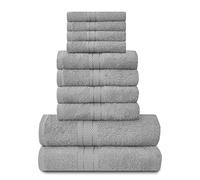 Lions Towels Family Bale Set - 10 Piece 100% Egyptian Cotton, 4x Face 4x Hand 2x Bath Towel, Premium Quality Highly Water Absorbent Bathroom Accessories, Machine Washable, Silver, 544753, Standard