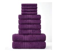 Lions Towels Family Bale Set - 10 Piece 100% Egyptian Cotton, 4x Face 4x Hand 2x Bath Towel, Premium Quality Highly Water Absorbent Bathroom Accessories, Machine Washable, Purple, 544746