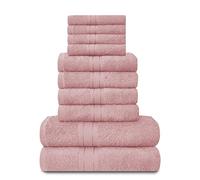 Lions Towels Family Bale Set - 10 Piece 100% Egyptian Cotton, 4x Face 4x Hand 2x Bath Towel, Premium Quality Highly Water Absorbent Bathroom Accessories, Machine Washable, Blush Pink, 544661