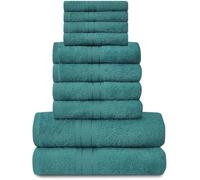Lions Towels Family Bale Set - 10 Piece 100% Egyptian Cotton, 4x Face 4x Hand 2x Bath Towel, Premium Quality Highly Water Absorbent Bathroom Accessories, Machine Washable, Teal, 544760