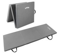 Lions Tri Folding Exercise Yoga Mat Fitness Pilates Physio Crash Water Proof Gym Workout Camping Non Slip (CHARCOAL)