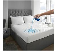 Lions Waterproof Quilted Mattress Protector - Double Bed Size Breathable Mattress Cover with 40cm Deep Stretch Fitted, Soft Quilted Bed Protector, Machine Washable, White