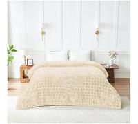 Lions Weighted Blanket King Size - 4KG Fleece Warm Blanket, Soft Thick Bed Heavy Throws for adults, Stress-Anxiety Relief, Embossed Floral Heart Pattern - (200x240 cm) - Cream