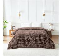 Lions Weighted Blanket King Size - 4KG Fleece Warm Blanket, Soft Thick Bed Heavy Throws for adults, Stress-Anxiety Relief, Embossed Floral Heart Pattern - (200x240 cm) - Coffee
