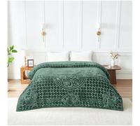 Lions Weighted Blanket King Size - 4KG Fleece Warm Blanket, Soft Thick Bed Heavy Throws for adults, Stress-Anxiety Relief, Embossed Floral Heart Pattern - (200x240 cm) - Blossom Heart - Green