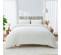 Lions White Bedding Set - Double Bed Duvet Cover with Matching Pillowcase, Ultra Soft 100% Polyester Microfibre Quilt Covers, 3 Piece Bed Linen Sets, 200x200cm