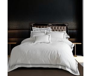 Lions White King Size Duvet Cover Sets - Soft Luxury Poly Cotton Embroidered White Bedding with 2 Matching Pillowcases, Hotel Quality Quilt Covers, 230x220cm