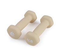 LIONSCOOL Neoprene Coated Dumbbell Weights (Vanilla 1lb Pair)