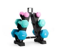 LIONSCOOL Premium Neoprene Dumbbell Sets of 3 Pairs or 5 Pairs With Solid Portable Steel Rack For Home Gym (Pastel Tide, 1+3+5)