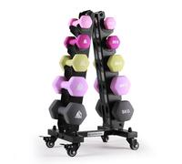 LIONSCOOL Premium Neoprene Dumbbell Sets of 3 Pairs or 5 Pairs With Solid Portable Steel Rack For Home Gym (Power Gradient, 1 to 5 kg)
