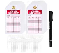 Lionshop Ladder Safety Inspection Tags, Accident Prevention Tag, Double-Sided Inspection Tag, Legend “Ladder Inspection Tag”, 5.75" x 3", 0.375" in Brass Eyelet Size, Polyester (Pack of 25)