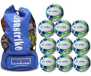 Lionstrike Multipack Footballs, 10 Club-Standard Training Footballs, Club & League-Level Training Balls at Regulation Size & Weight (Size 3, Torquoise)