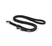 lionto 3-way adjustable leash for dogs, reflective dog leash 200 cm long, training leash for sporty walks, durable nylon & stainless steel carabiners, black