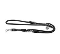 lionto Adjustable Dog Lead, Multi-function Lead, Length 200 cm, Black | Weatherproof shoulder lead with stainless steel snap hooks, variable length adjustment for training, walks and everyday use