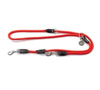 lionto Multifunctional leash adjustable for all dogs, weatherproof shoulder leash up to 200 cm, robust dog lead easy to clean, versatile leash with rustproof stainless steel carabiners, red