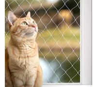 lionto Balcony safety net for securing cats, cat protection net made of transparent nylon, 3x4 m, weatherproof cat net for mounting without drilling, mounting material & instructions included