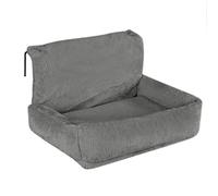 lionto Cat heating lounger with cuddly plush cover, warm cat bed for hanging with metal hooks for all common heaters, washable cat hammock made of cozy material, dark grey