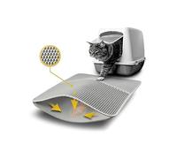lionto Cat Litter Mat for Cat Litter Tray Honeycomb Design Underlay Waterproof Double Layer Mat Scatter Control 61 x 38 x 1.3 cm Grey