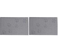 lionto Cat litter mat made of sturdy PVC, 32x45 cm, easy-to-clean litter box mat with non-slip coating, cat litter mat keeps the home clean, gentle on cat paws, grey (Pack of 2)