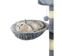 lionto Cat Tree Lounger, Cat Bed, Ø 40 cm, 15 cm Deep, Light Grey | Replacement sleeping lounger with metal frame, soft plush cover and M8 thread for cat trees, scratching posts, cat towers