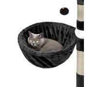 lionto Lying trough made of soft plush for scratching post, Ø 40 cm, 25 cm deep, cozy sleeping trough for any cat tree with M8 thread, sturdy metal frame for small and large cats, black